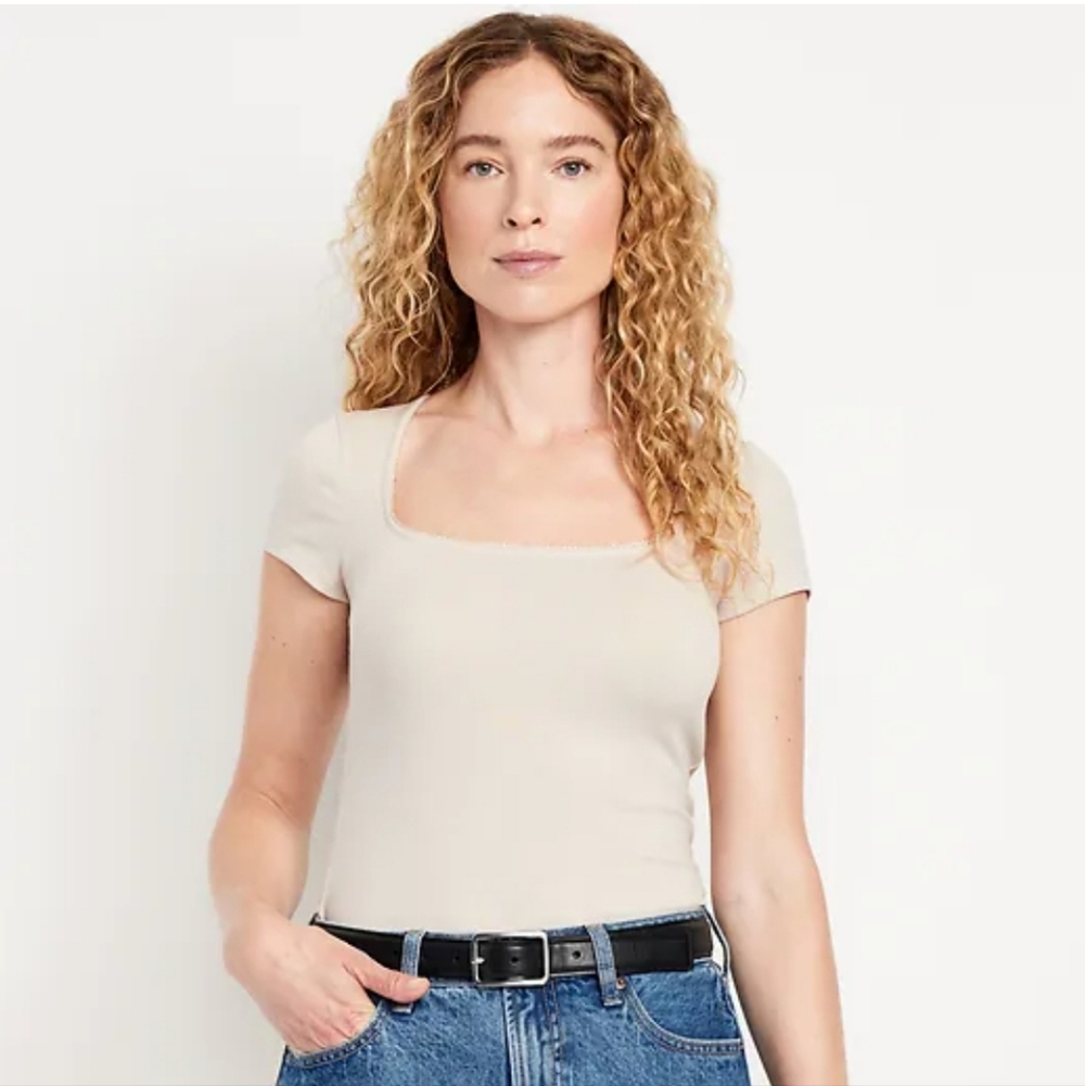 Square Neck Ribbed Top